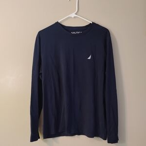 Men's Nautica long sleeve navy blue classic fit shirt size Medium